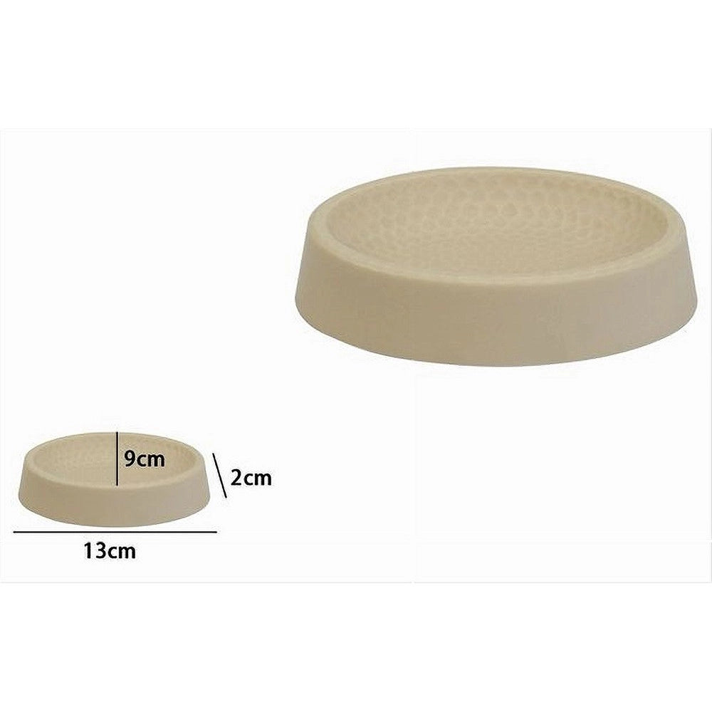 Trade Shop - Piattino Per Sapone Beige Lavorato Portasaponetta Moderno Accessorio Bagno 79792 -