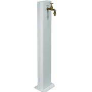 Fontanella da Giardino con Rubinetto in Ottone 20x10x100 cm in Acciaio Bianco