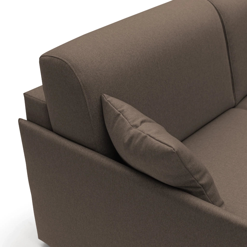 Evans Divano letto angolare con penisola in morbido tessuto impermeabile T13 252 cm Sinistro (mat. 140x197)  marrone