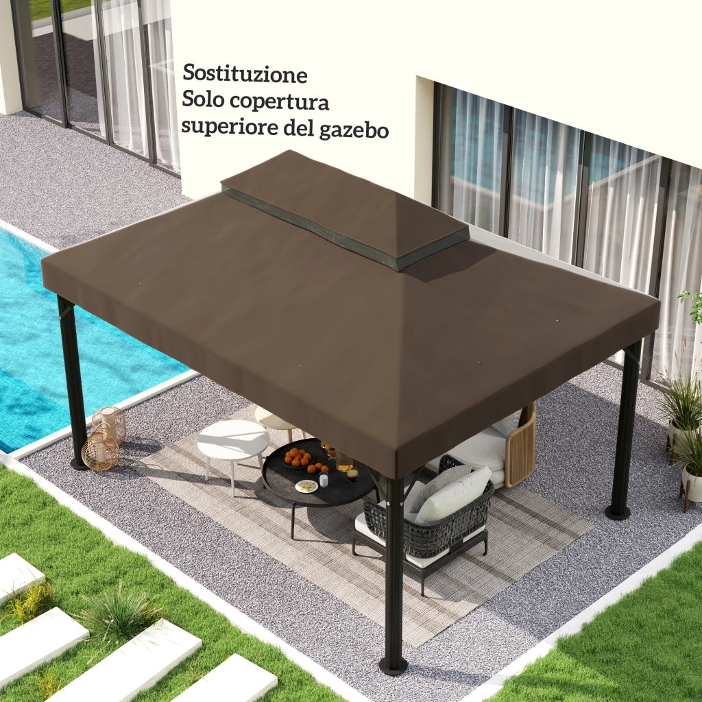 Copertura per Gazebo da Giardino 3x4 m ¨C zephmum ¨C Tessuto Oxford 600D, Caff¨¨