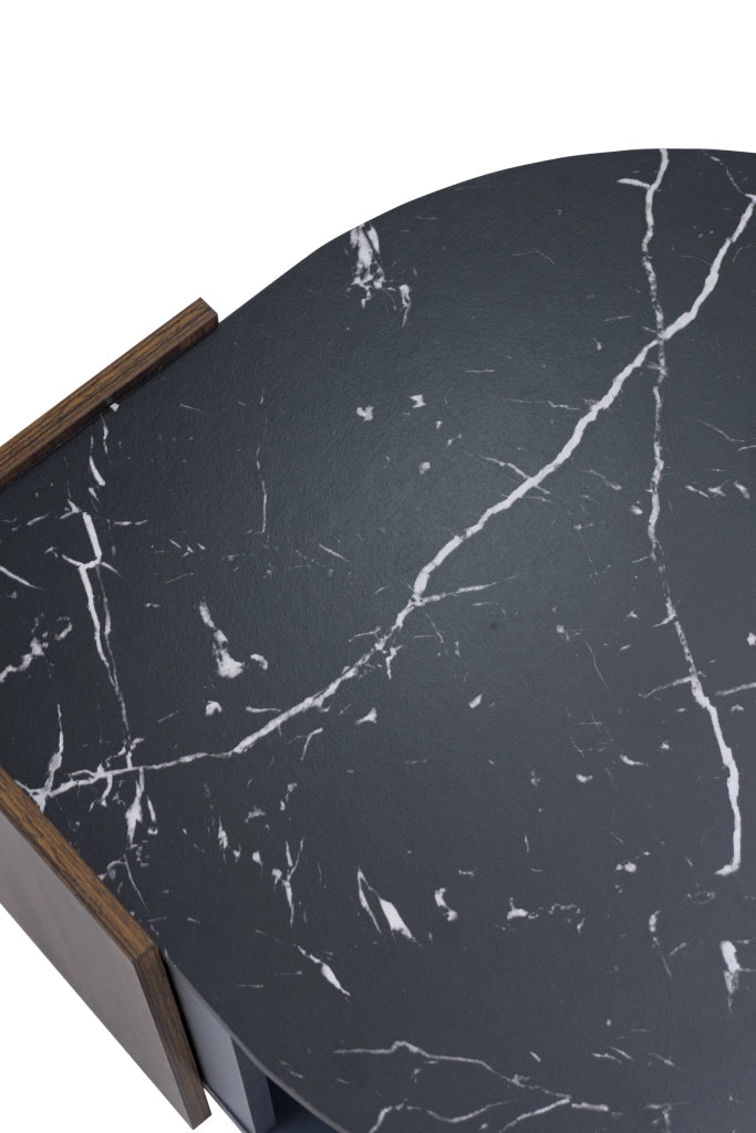 TAVOLINO DA CAFFÈ 96,5x63x40 cm Effetto marmo nero e legno, vano contenitore