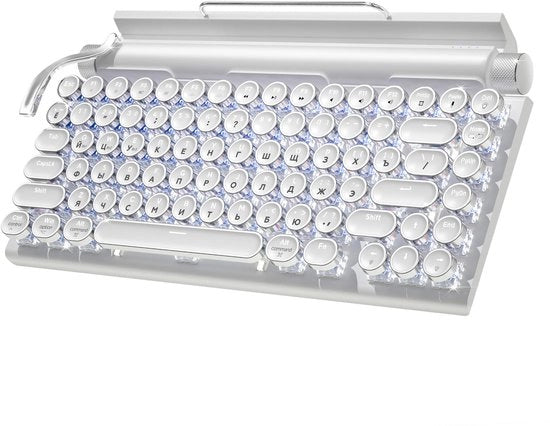 Tastiera Bluetooth Dual-Modalità con Schermi a Led Blauvi (Bianco)