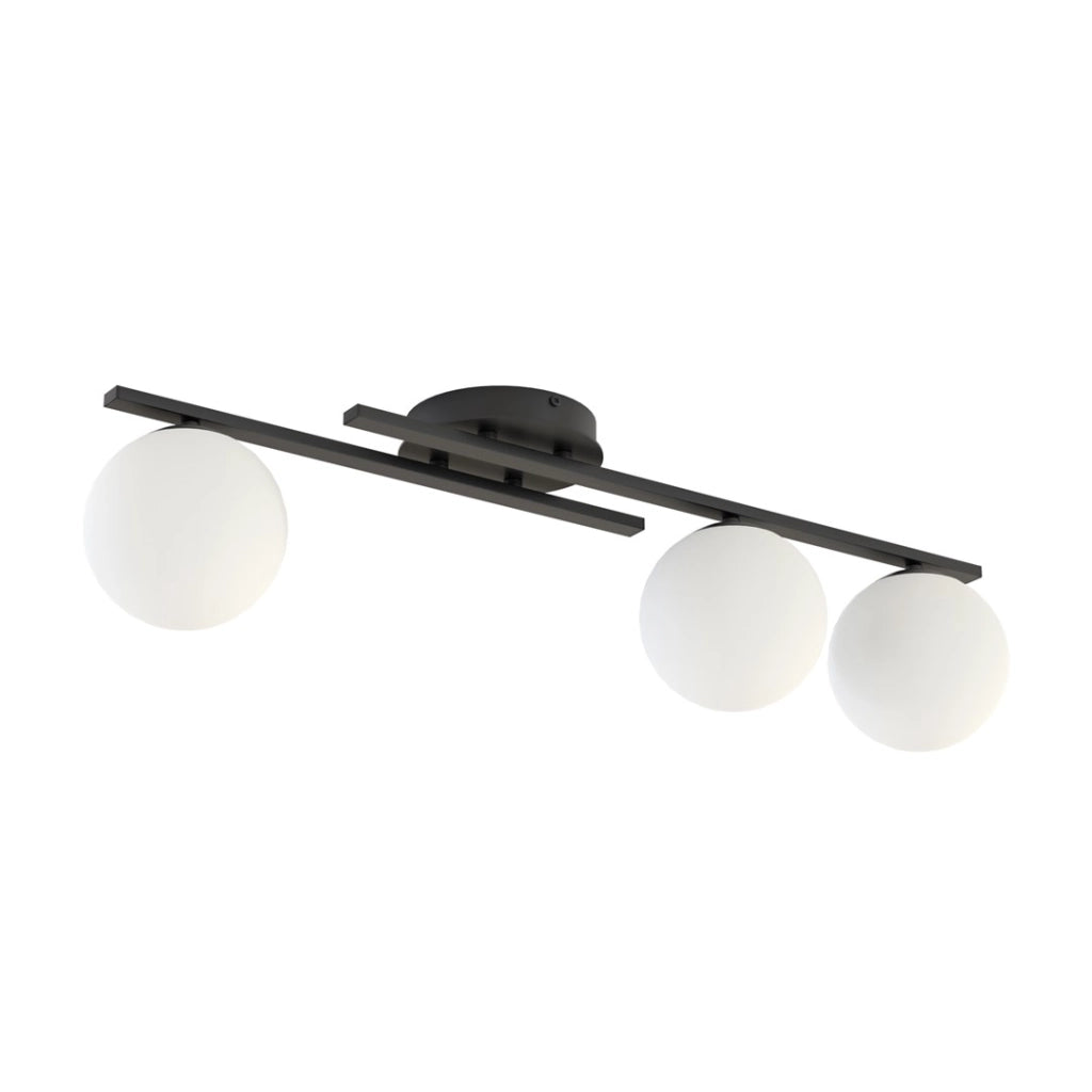 Plafoniera loft sfere vetro nero/bianco 3xE14 Kairo Emibig