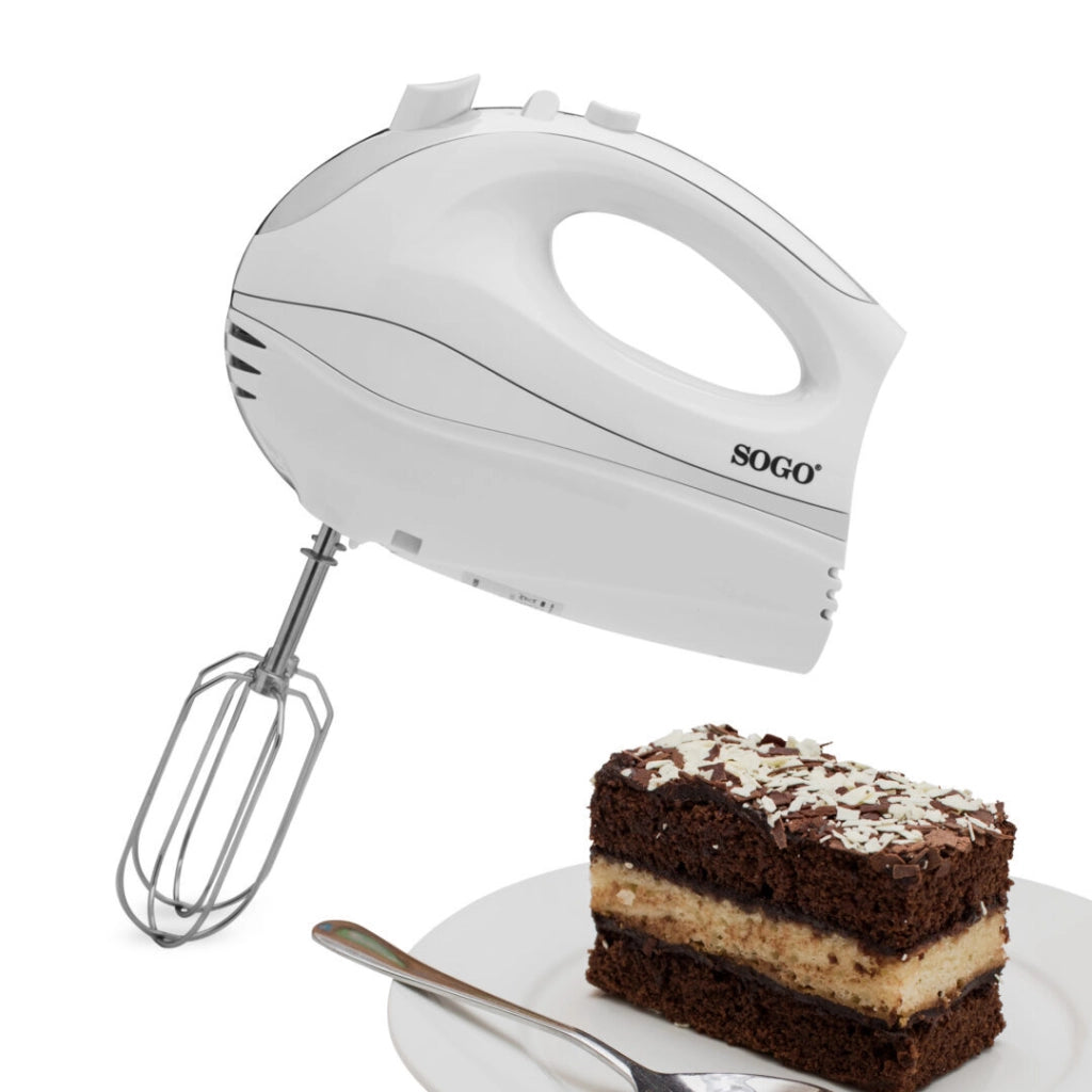 Sbattitore elettrico da cucina, 5 velocità con turbo, fruste acciaio inox per panna e ganci impasto 300W - SOGO
