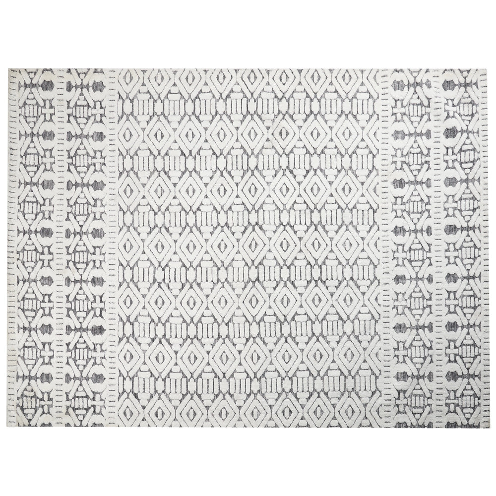 Tappeto decorativo in poliestere e cotone bianco e grigio 300 x 400 cm sala da pranzo camera da letto