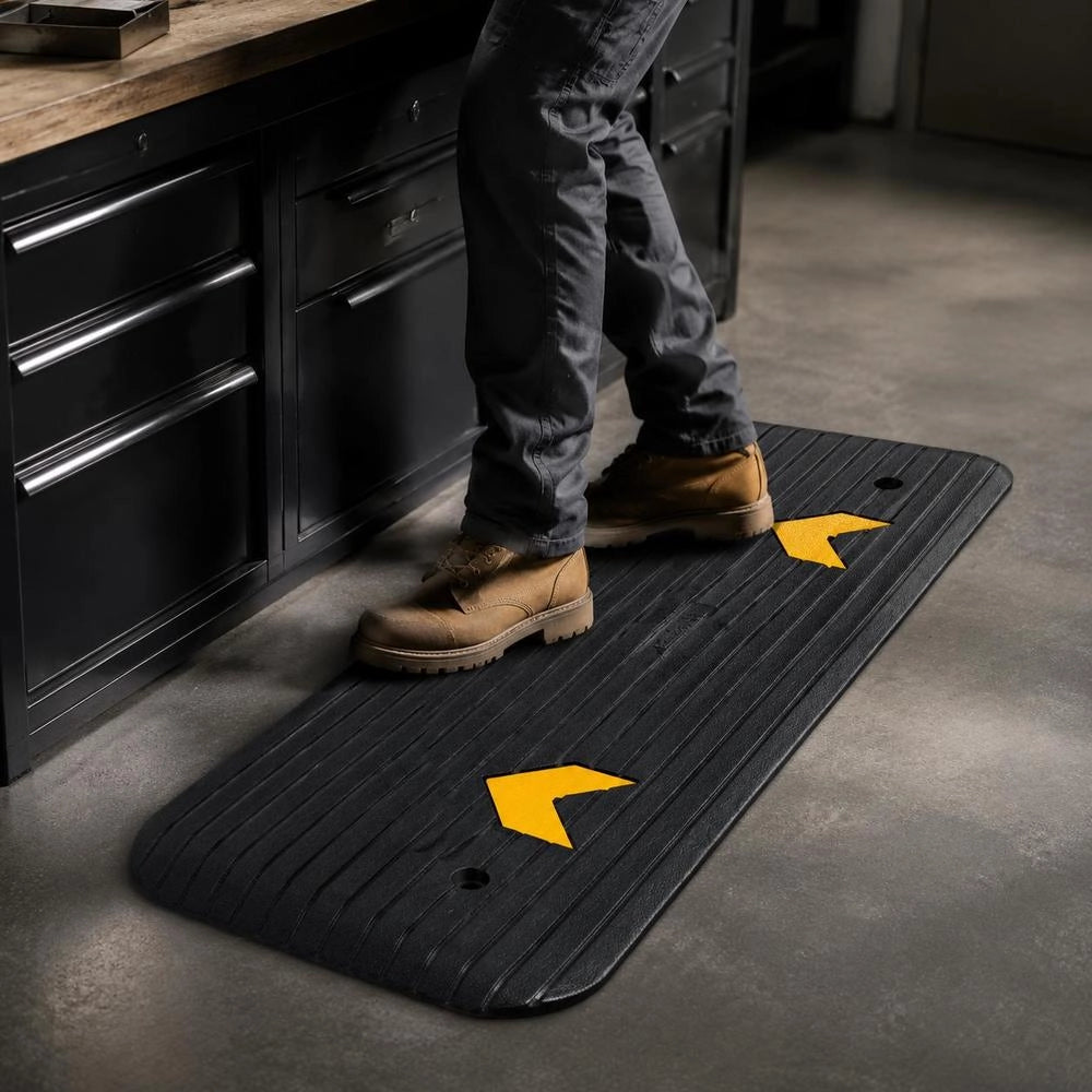 Solid Rubber Threshold Ramp, Door Threshold Ramp, 15-ton Load Capacity, Curb Ramp With Channel, 110x32x3.8cm, Wheelchair Ramp, Access Ramp, Rubber Ramp, Ideal For Uneven Ground And Curbs