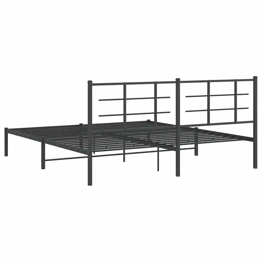 Giroletto con Testiera-Struttura Letto con testiera in Metallo Nero 183x213 cm 155704