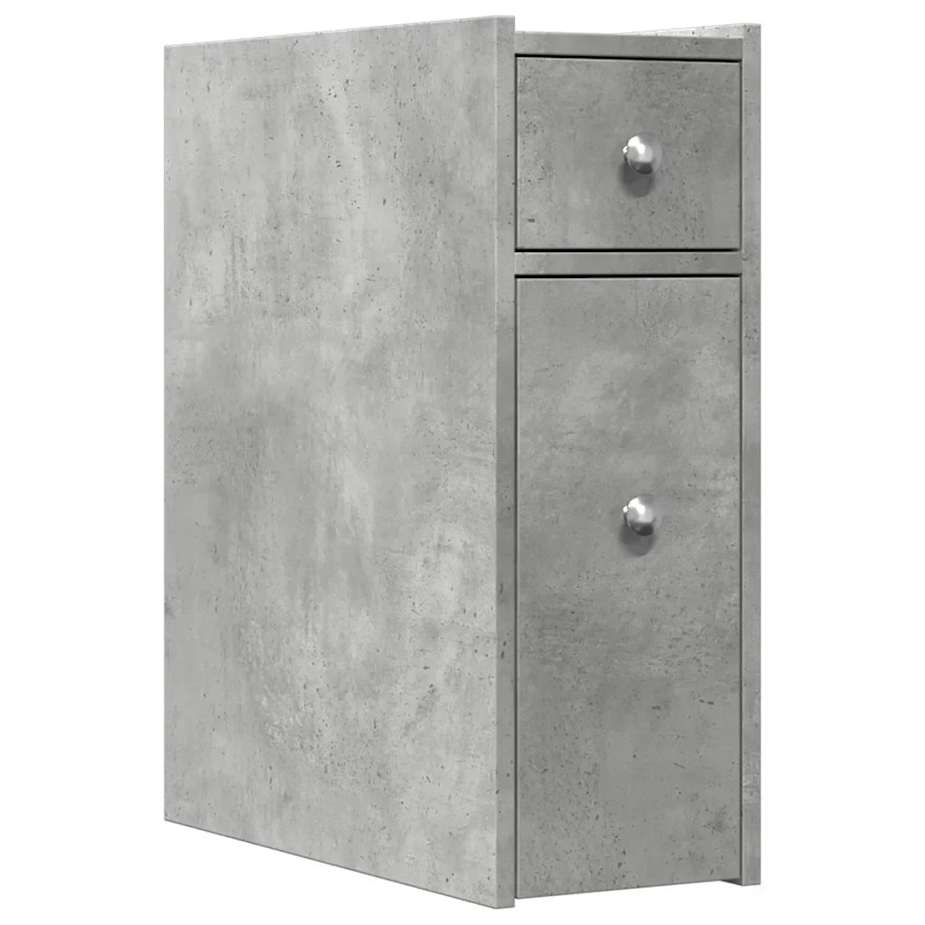 Mobiletto da bagno stretto con ruote 21,5 x 50 x 60 cm pratico mobile contenitore moderno in legno grigio cemento 02_0050658