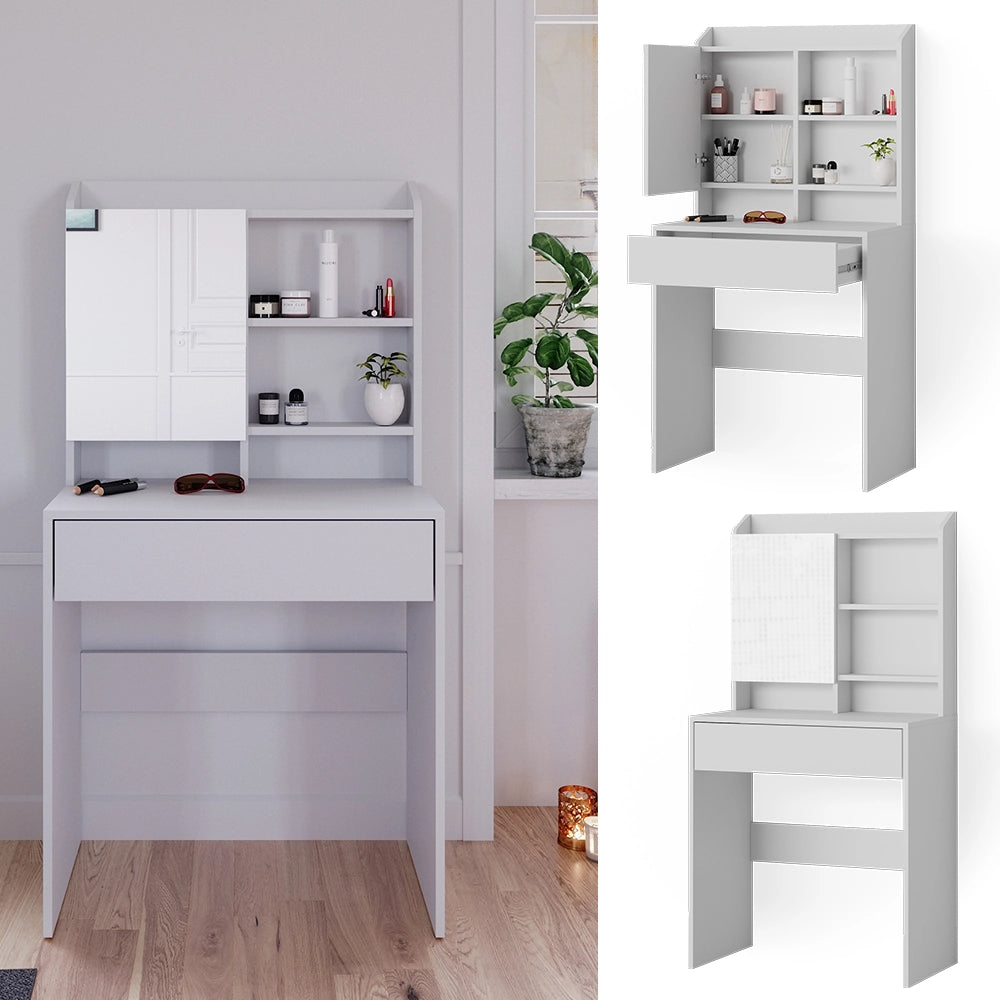 Comodino Vicco bianco, con specchio, 70 cm