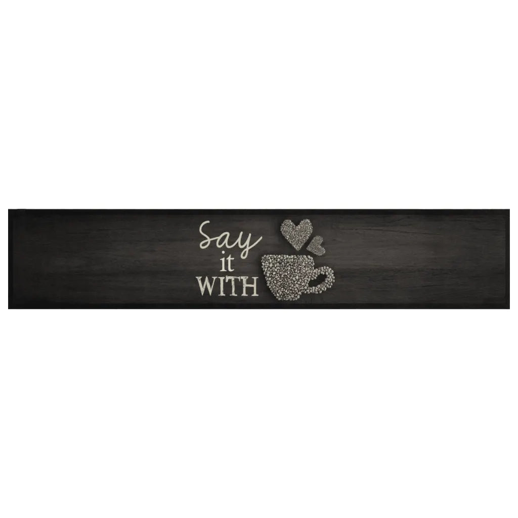 Tappeto da Cucina Lavabile-Tappetino da Cucina Nero Tazza 60x300 cm in Velluto