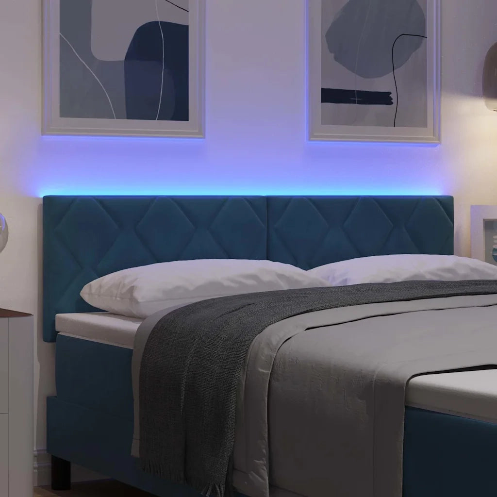 Testiera LED con testiera Blu Scuro 144 cm Pelle Sintetica 3338224