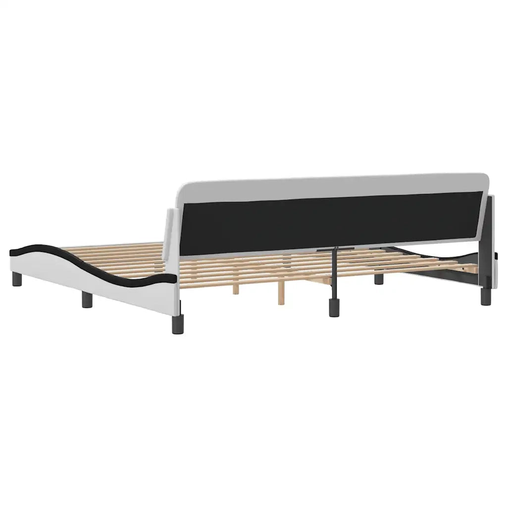 Letto matrimoniale | Letto per adulti | Giroletto Dover Bianco e Nero 200x200 cm in Similpelle