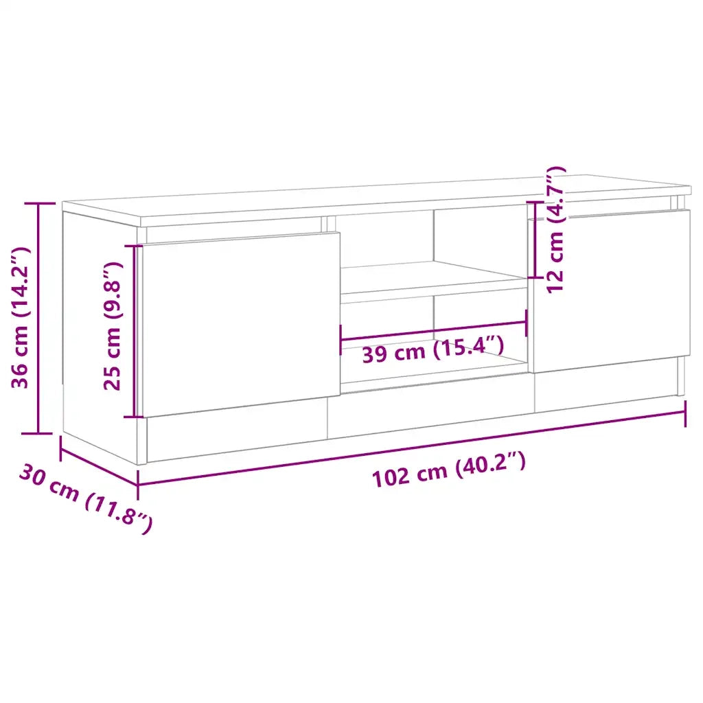 Mobile Porta TV Legno Antico 102x30x36 cm Legno Multistrato 855854