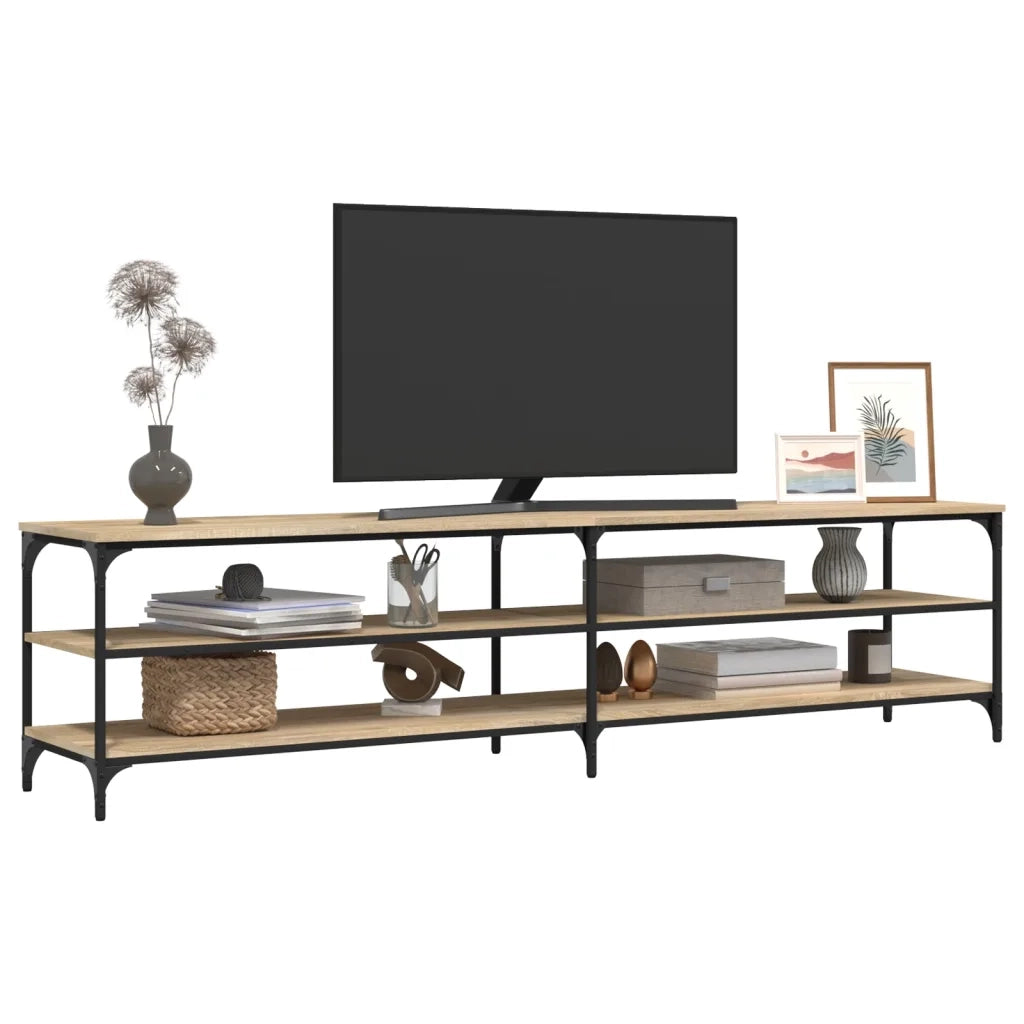 Mobile TV Rovere Sonoma 200x30x50cm Legno Multistrato e Metallo 826760