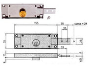 SERRATURA PER SERRANDA LATERALE CILINDRO FISSO TONDO- - SX mm.155x15x55h. (8233.9) - 2 pezzi VIRO