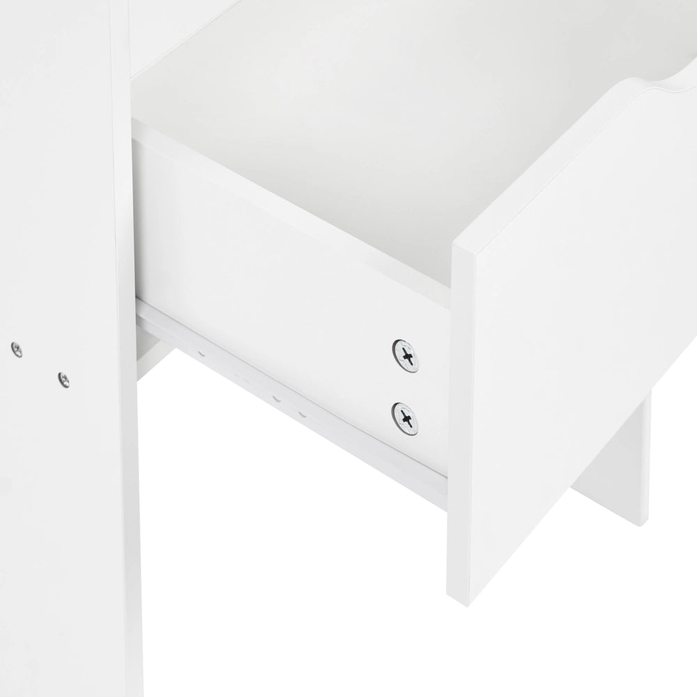 Toeletta in MDF bianco con specchio e sgabello 2 cassetti scrivania da toeletta specchio da trucco design minimalista camera da letto