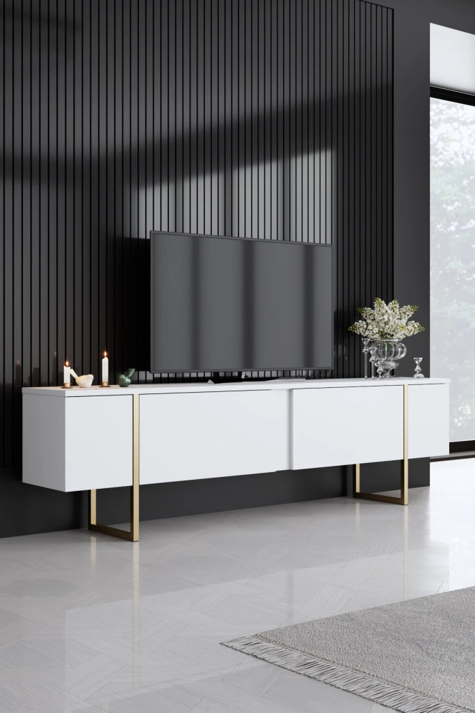 Set di mobili da salotto in legno "Luxe" - 160 x 35 x 80 cm - Bianco