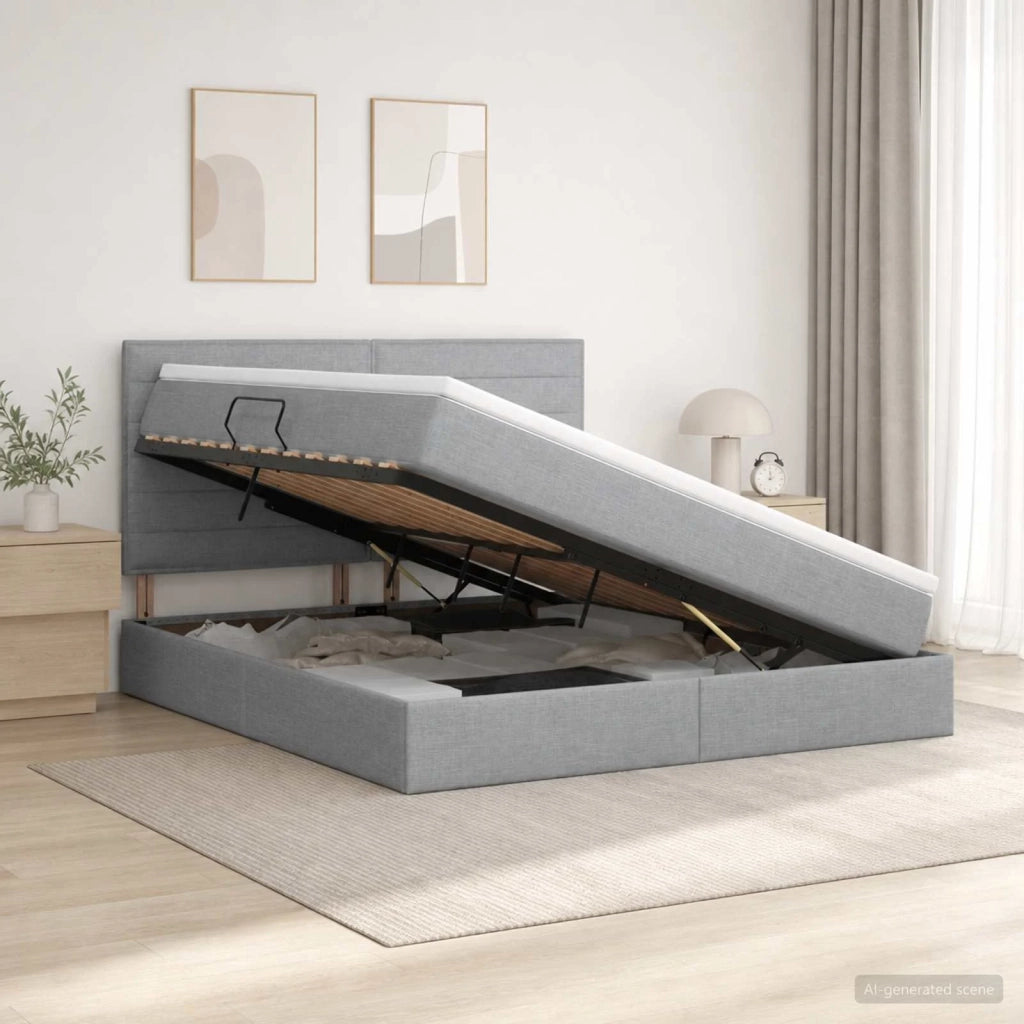 Letto con contenitore LED e materasso Grigio Chiaro 3459885