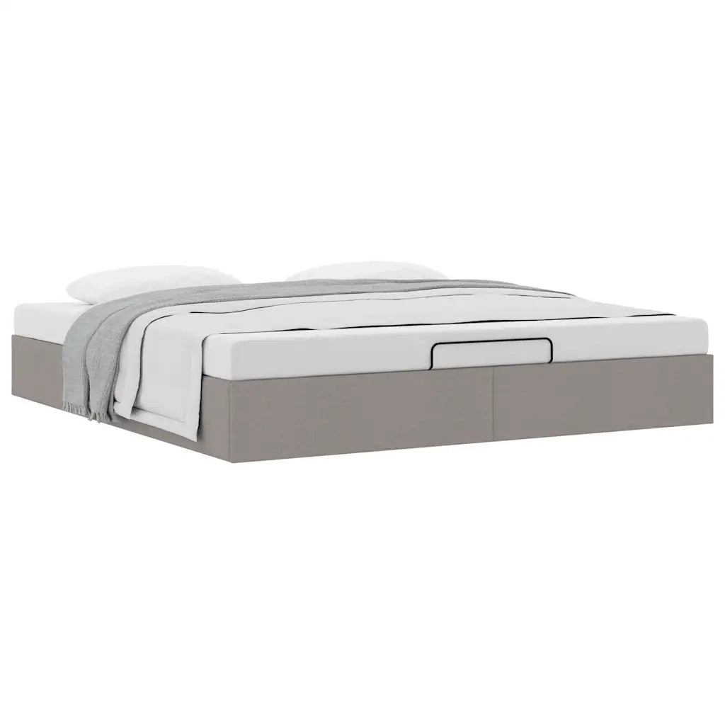 Struttura Letto Pouf senza Materasso Tortora 160x200cm Tessuto 3310893