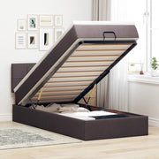 Pouf Letto con Materasso Marrone Scuro 100x200 cm in Tessuto