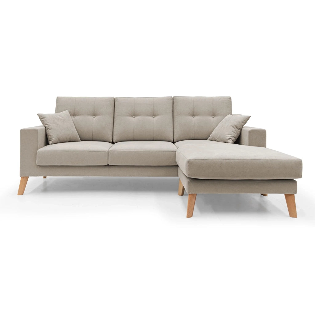 Danish Divano angolare REVERSIBILE in tessuto morbido impermeabile T02 237 cm beige