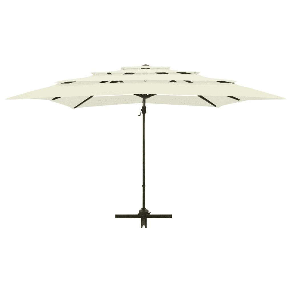 Ombrellone a Sbalzo 4 Livelli Palo Alluminio 250x250 cm Sabbia 313820