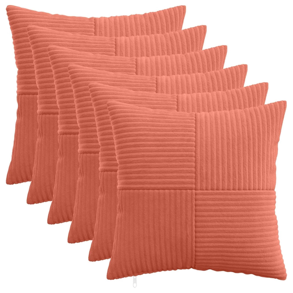 Federa 6 pcs ALMELO Rosso Arancio 45 x 45 cm corduroy 914762
