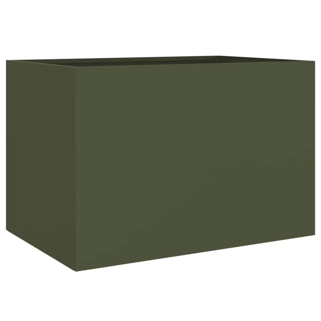 Aiuola/fioriera rialzata color oliva per piante fiori e patio 62 x 47 x 46 cm acciaio verde 02_0038707