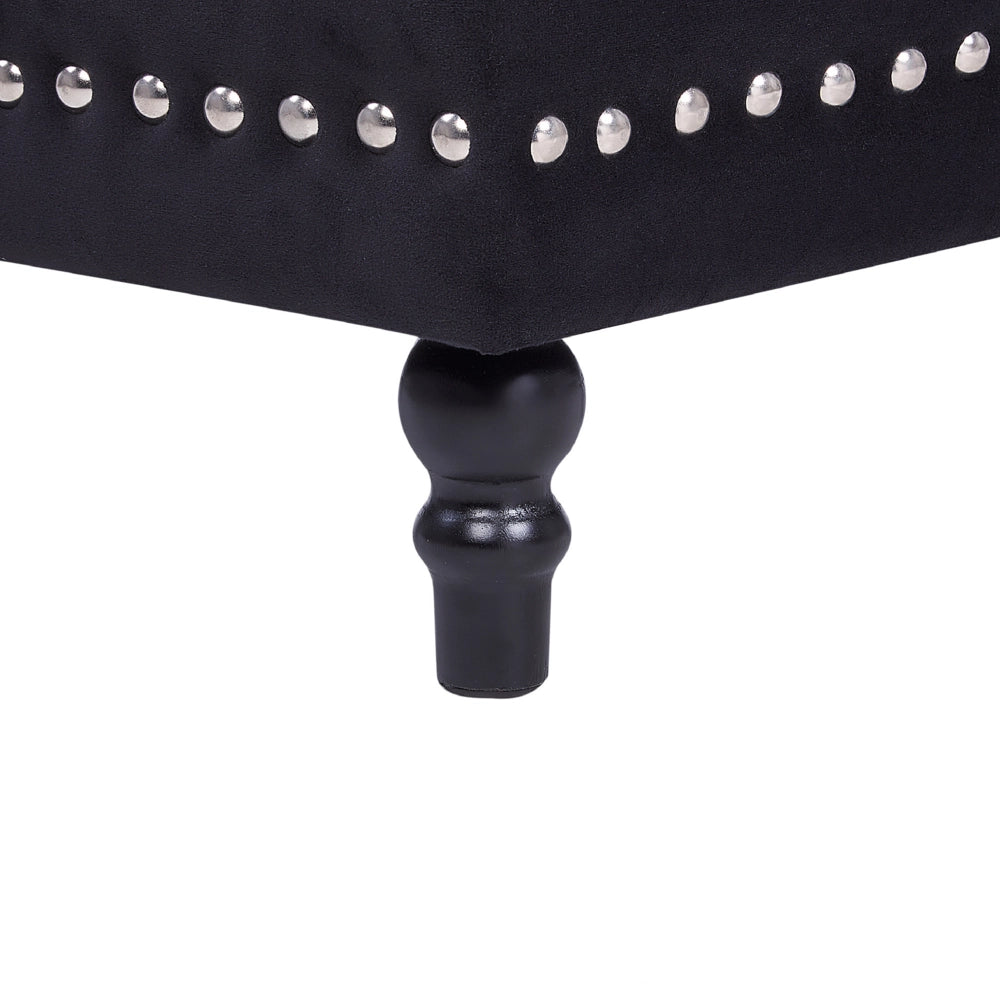 Poggiapiedi Rivestimenti in velluto nero Sedile con rivestimento a testa di chiodo trapuntato