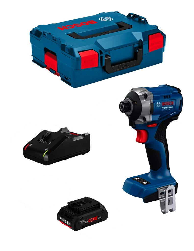 Avvitatore a massa battente BOSCH GDR 18V-215 (1 x 4,0 Ah ProCORE + GAL18V-40 + L-Boxx 136)