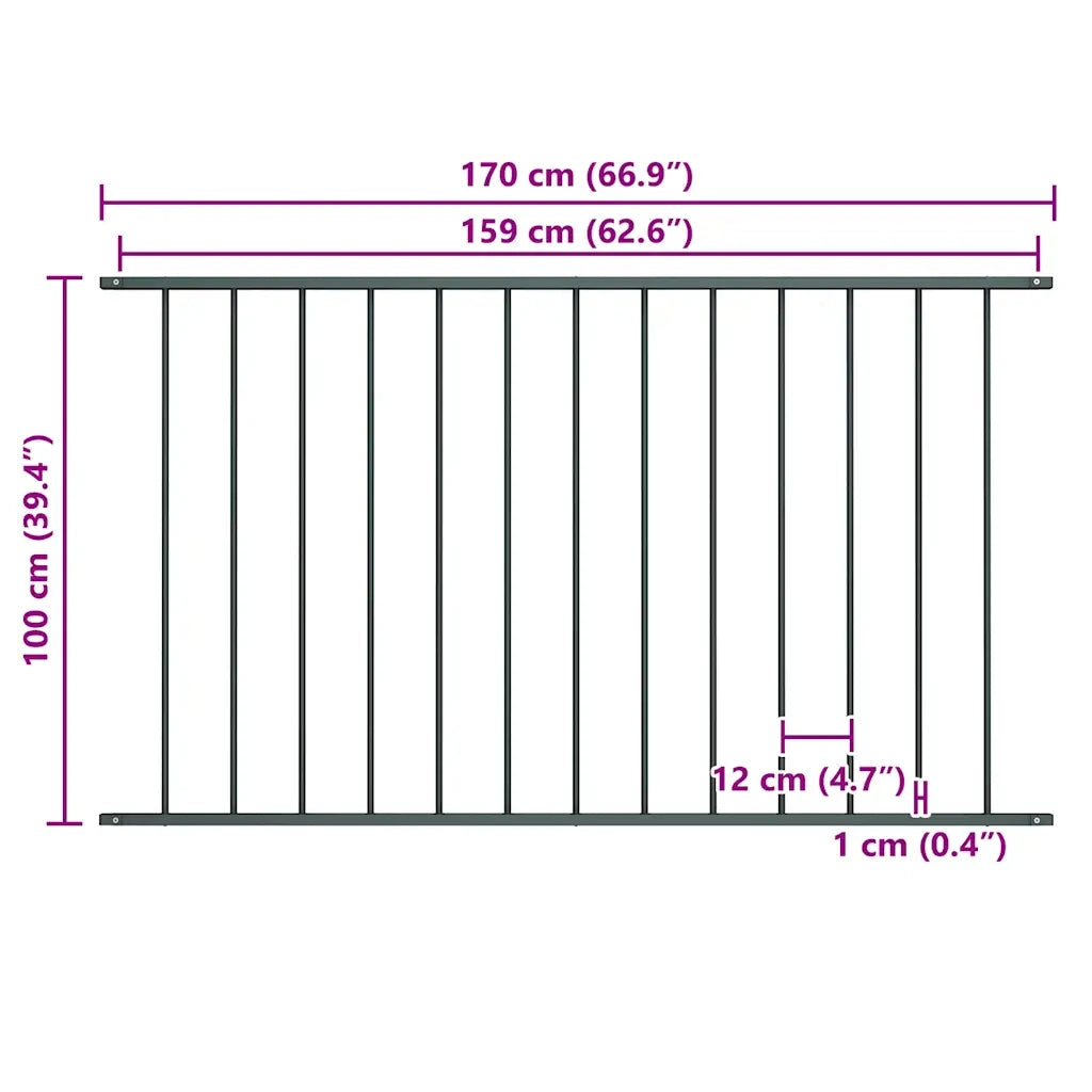 Pannello di Recinzione Acciaio Verniciato 1,7x1 m Antracite