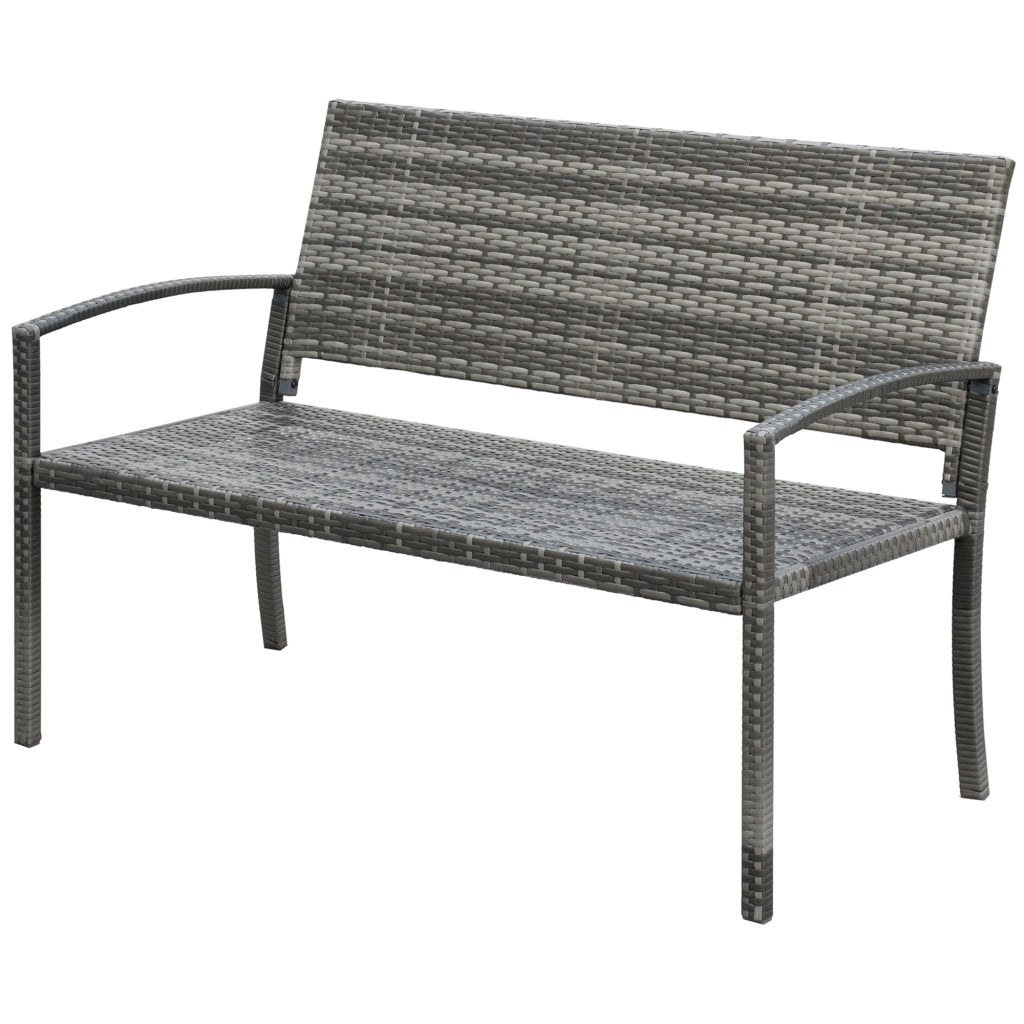 Panchina da Giardino ¨C zephmum ¨C Grigio, Rattan, Acciaio, 122x60x85cm