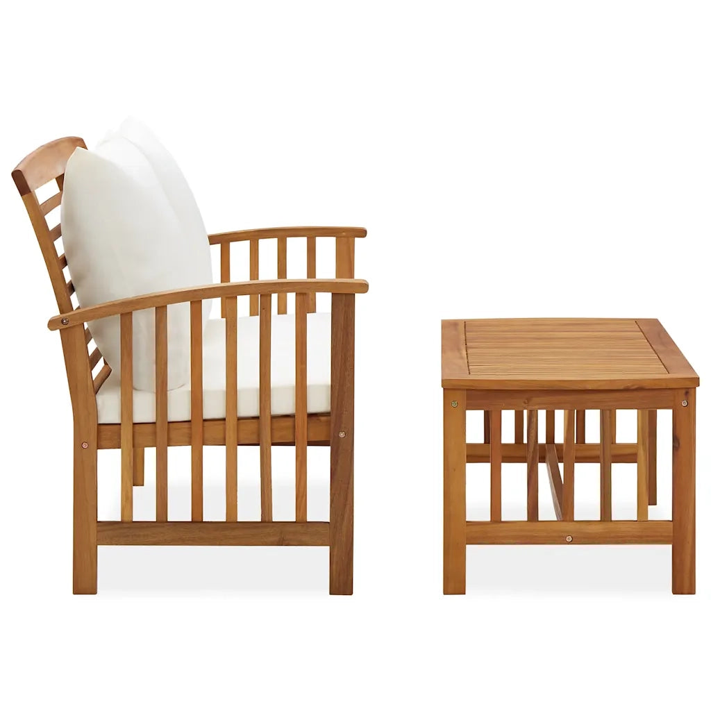 Set Divani da Giardino 2 pz | Set Salotto da Giardino con Cuscini in Massello di Acacia
