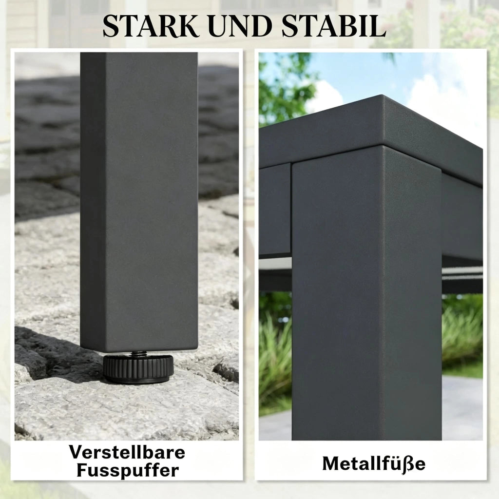 TAVOLO da giardino per 4-6 persone 140x80x72 cm grigio scuro in acciaio