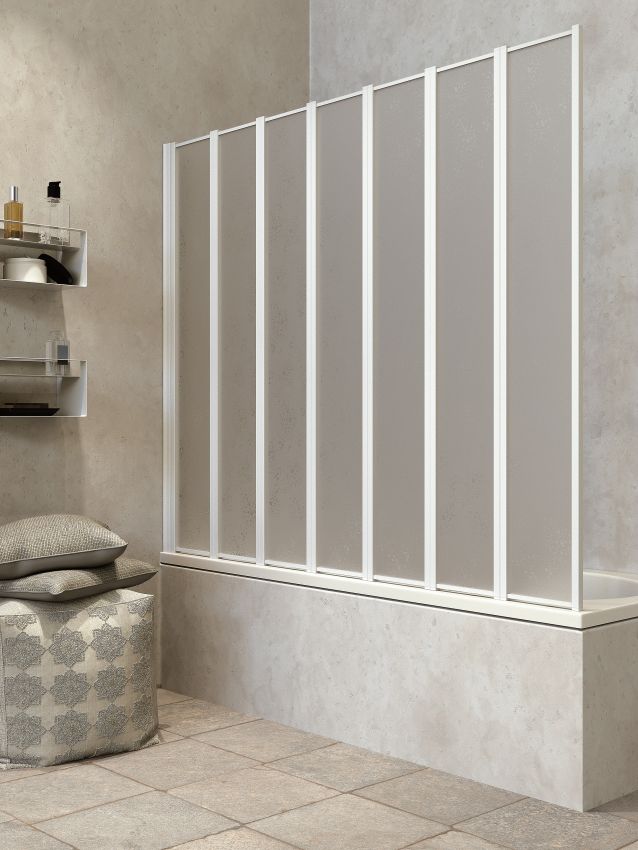 Box sopravasca a 7 ante pieghevoli in acrilico - Made in Italy - Misura: 154-155 x H 140 cm