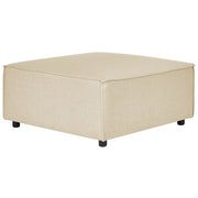 Poggiapiedi quadrato con rivestimento in lino di poliestere beige soggiorno salotto