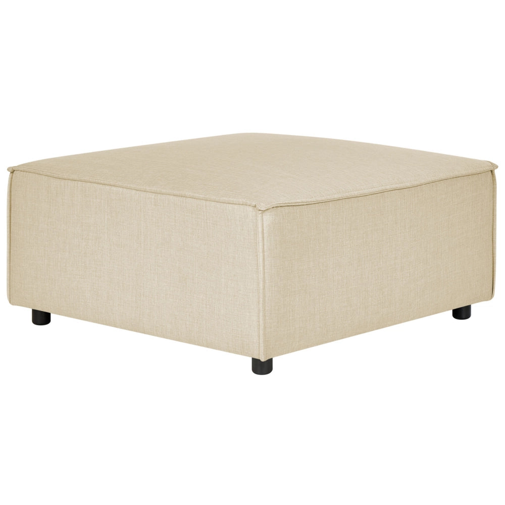 Poggiapiedi quadrato con rivestimento in lino di poliestere beige soggiorno salotto