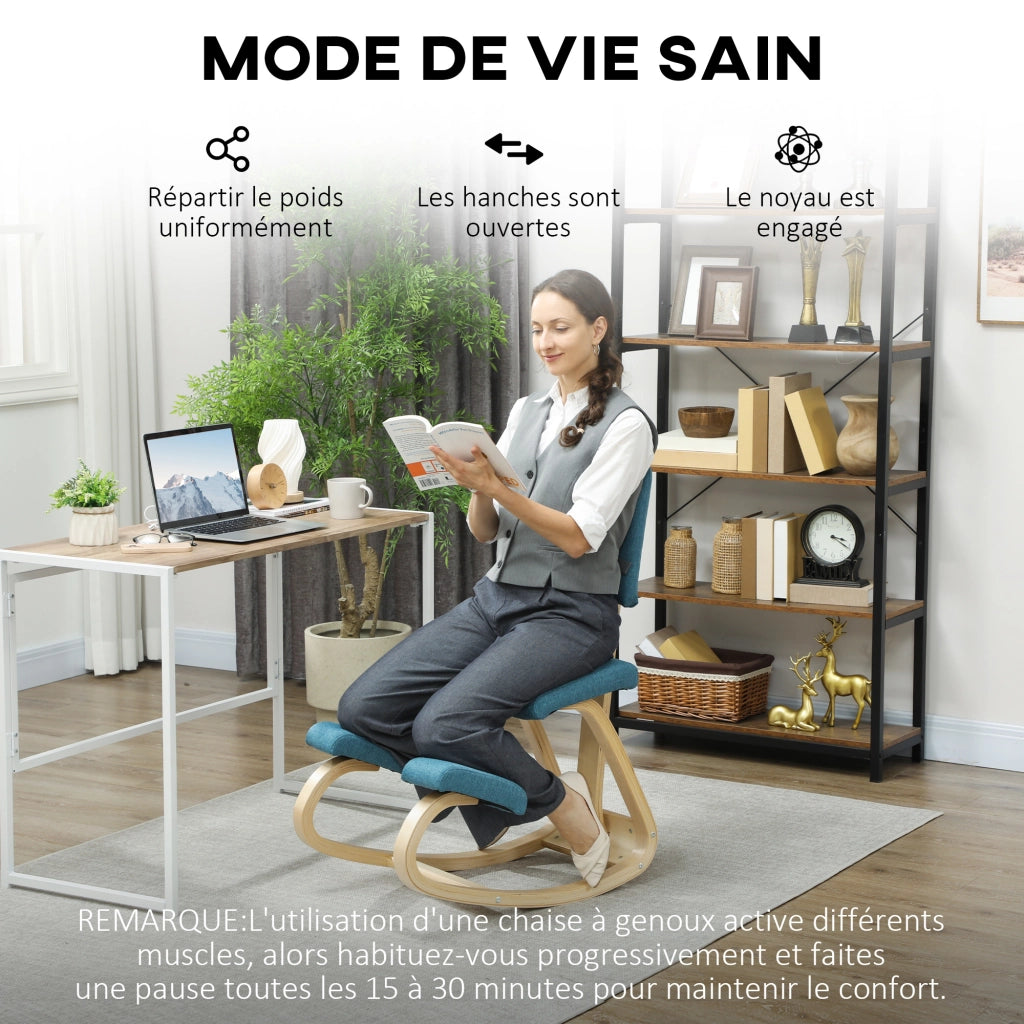 Sedia ergonomica a ginocchia con schienale ¨C zephmum ¨C 51x84x93cm blu scuro