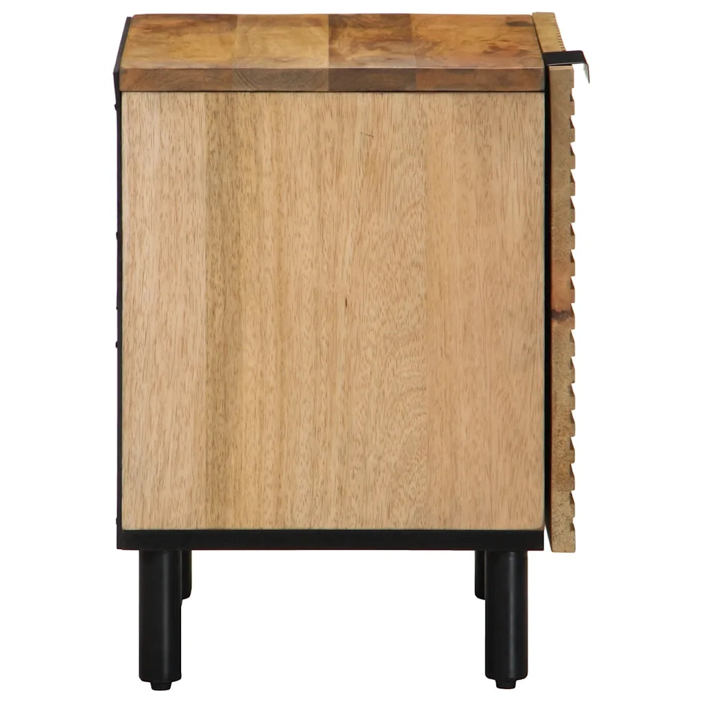 Set di 2 Comodini | Armadio da Notte | Mobiletto da notte Marrone 40x33x46 cm in Legno Massello di Mango