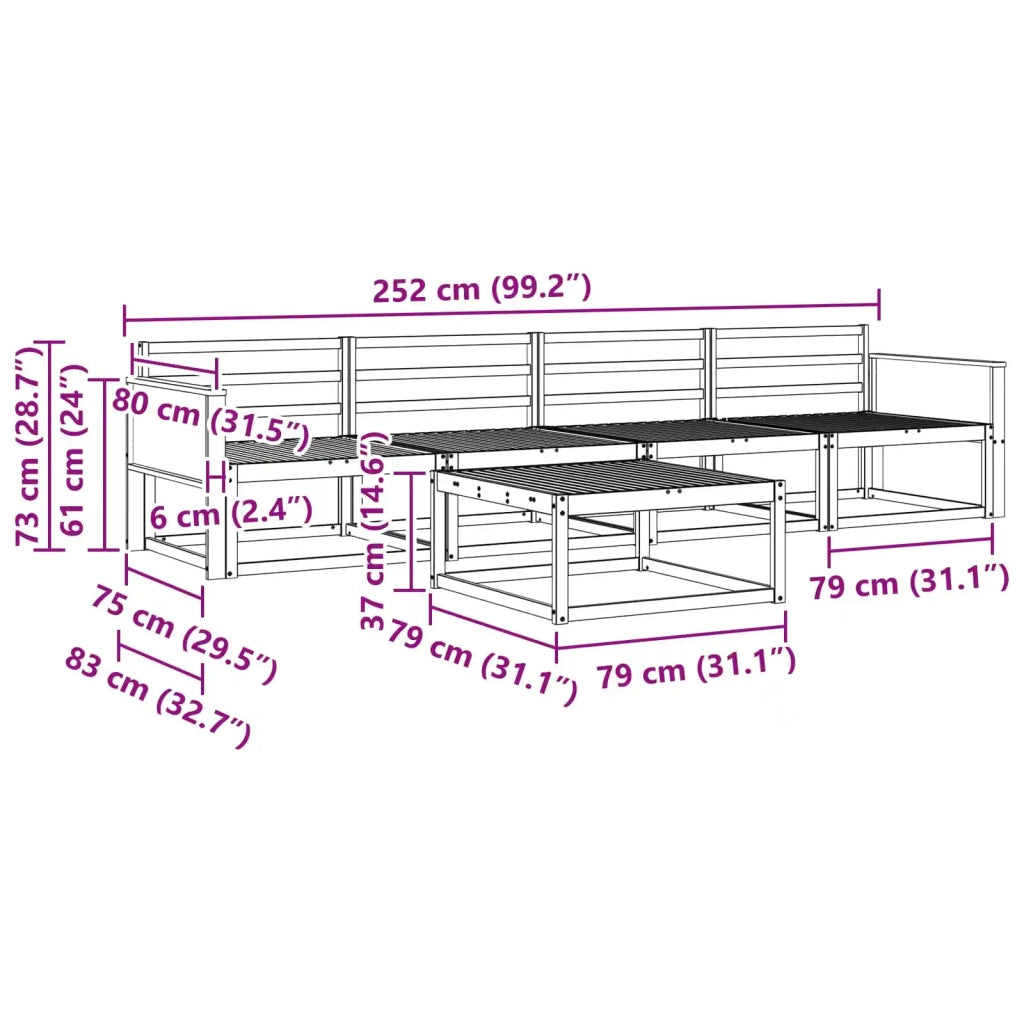 Set di divani da esterno 5 pcs Naturale