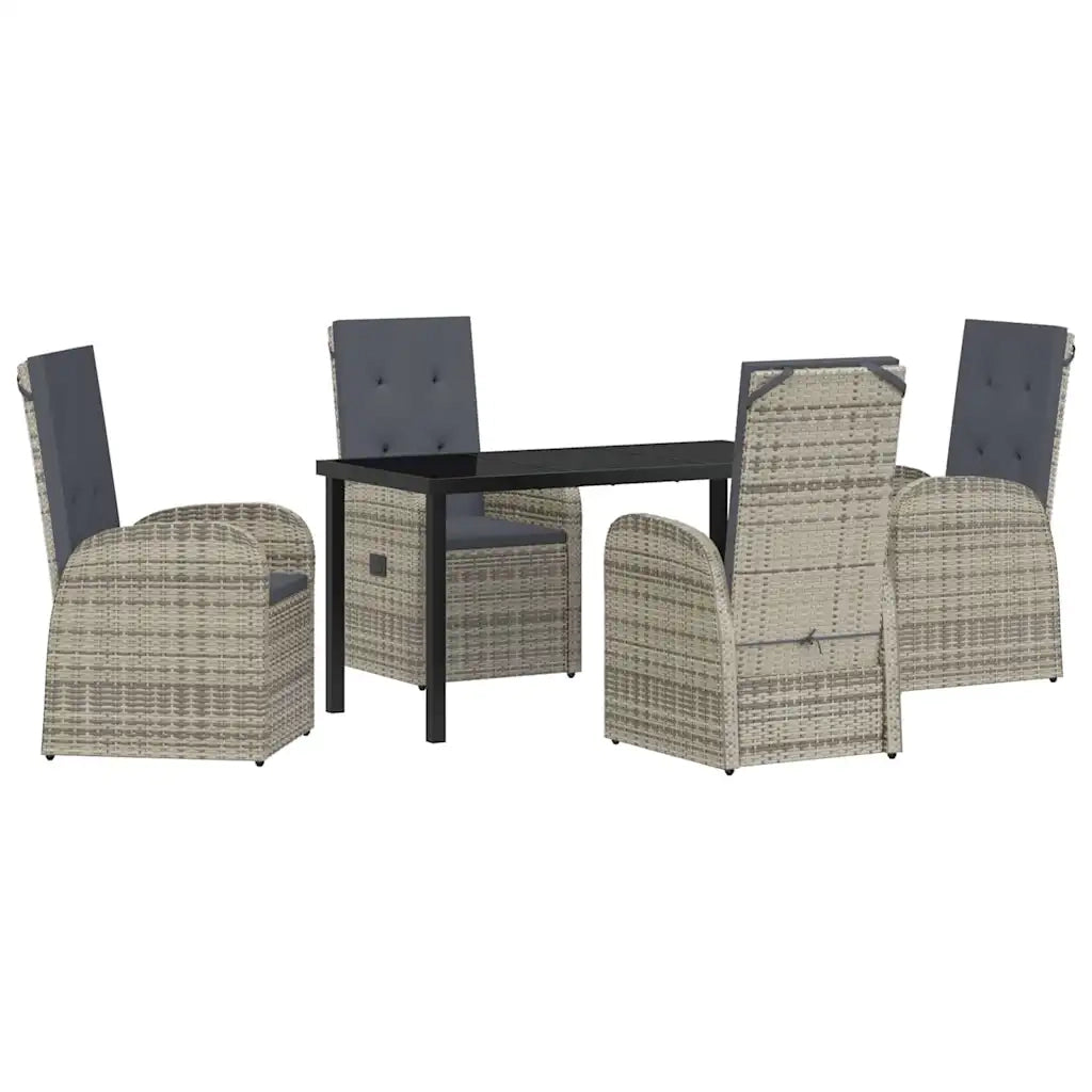 Set da Pranzo per Giardino con cuscino 5 pcs Grigio polyrattan 3379480