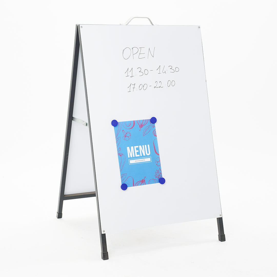 Espositore Pubblicitario Bifacciale Bifacciale con Lavagna 60x90 cm in Metallo Nero