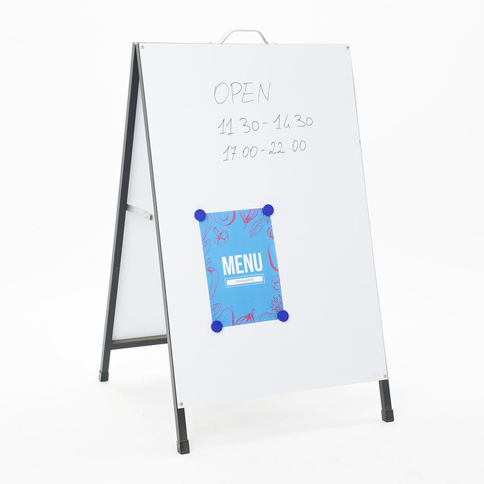 Espositore Pubblicitario Bifacciale Bifacciale con Lavagna 60x90 cm in Metallo Nero