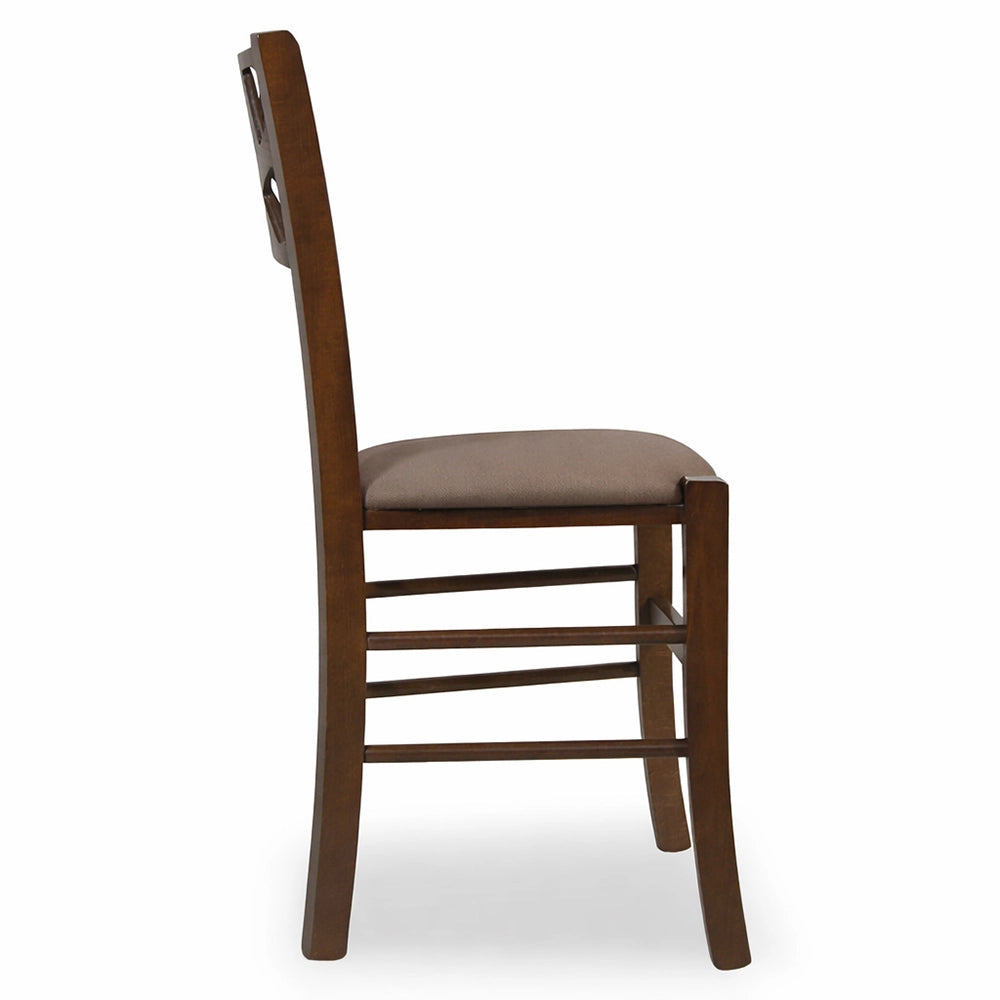 Sedie sala pranzo Sissy in legno noce scuro seduta imbottita tortora set da 2