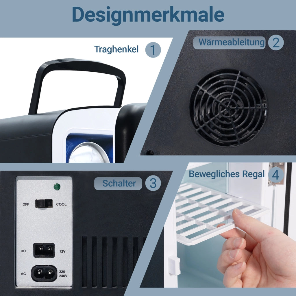 ZMH Mini frigo 4L nero 12V/230V silenzioso per auto campeggio ufficio