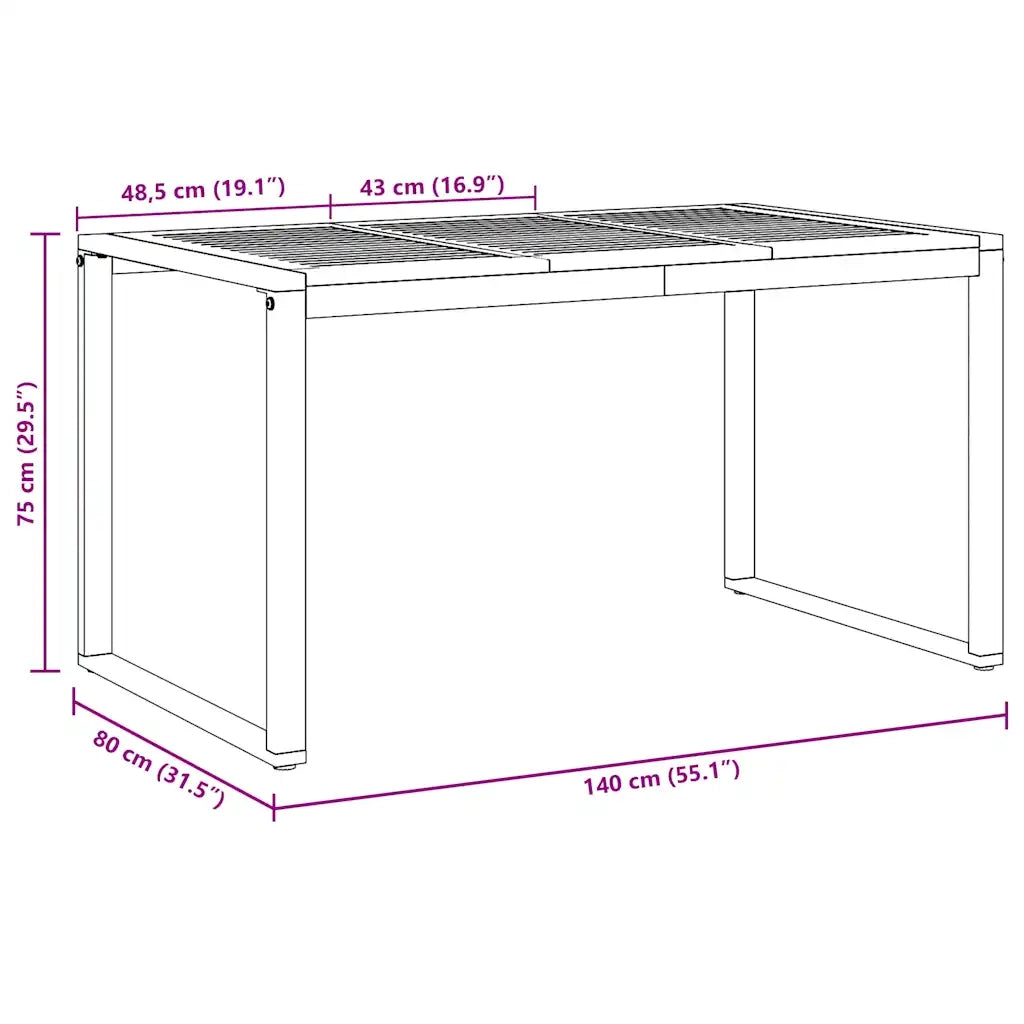 Tavolo da Giardino Grigio 140 x 80 x 75 cm 4010602