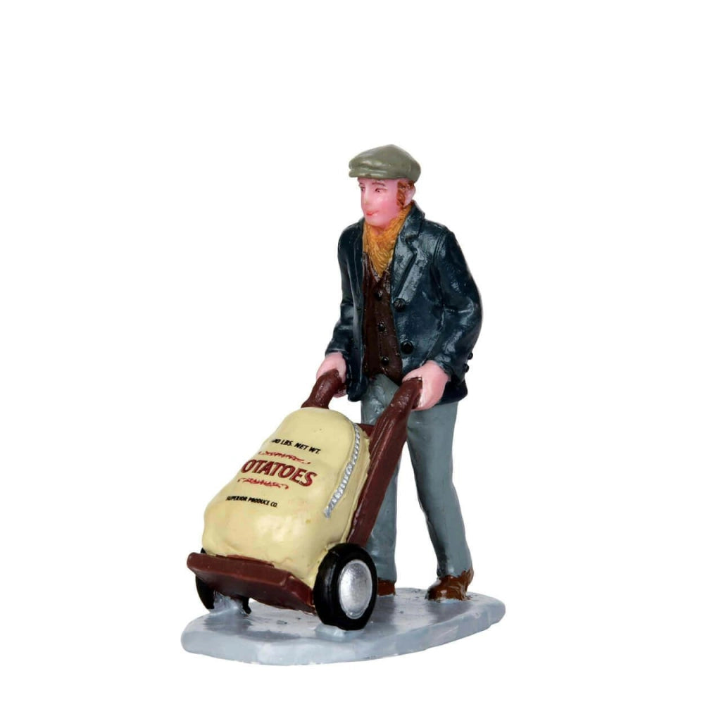Uomo c-carrello e sacco di patate 7x5.7x3.5 cm
