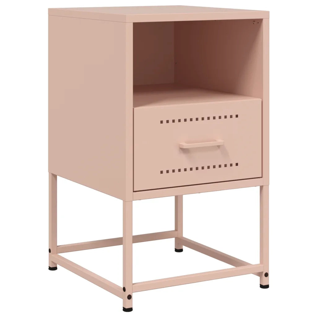 Set di 2 Comodini | Armadio da Notte | Mobiletto da notte Rosa 36x39x60,5 cm in Acciaio