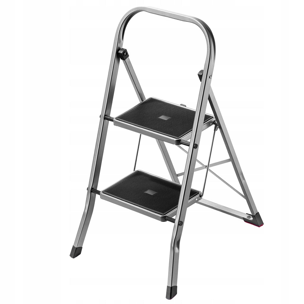 Scala in alluminio KADAX a 2 gradini, portata massima 150 kg, pieghevole, ideale per la casa.