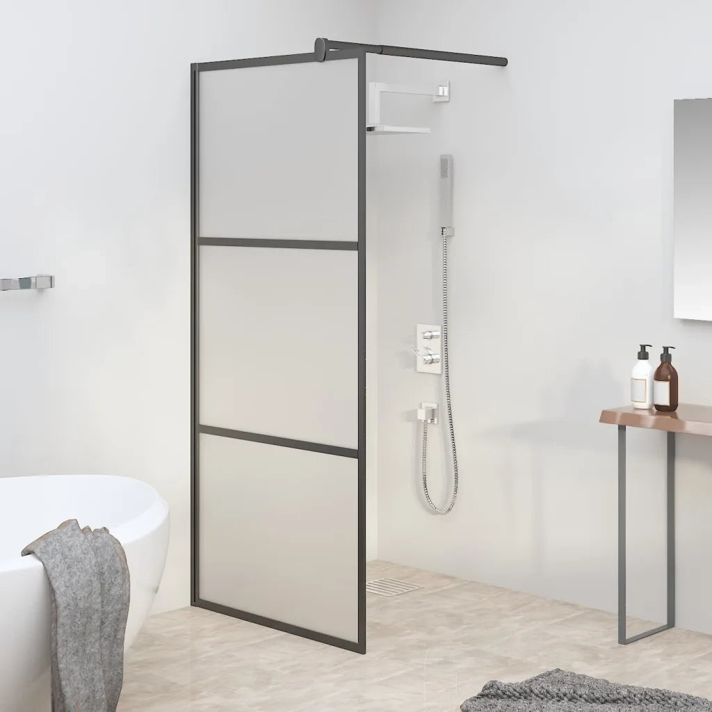 Parete Doccia Walk in 80x195 cm in Vetro Smerigliato ESG Nero 151876